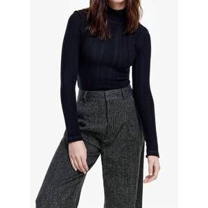 NEW SMYTHE pointelle knit turtleneck top in black
